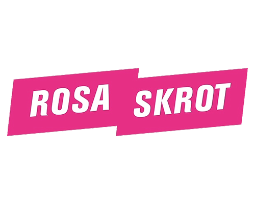 rosa skrot_logo_500x400 Rosa Skrot-logotyp med vit text på två rosa rektanglar.