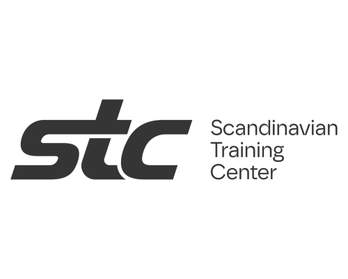 STC Alt-text (svenska): Logotyp för Scandinavian Training Center (STC). Den består av ett grafitgrått "stc"-märke till vänster och texten "Scandinavian Training Center" i tre rader till höger. Alt-text (engelska): Logo for Scandinavian Training Center (STC). It features a graphite-colored "stc" mark on the left and the text "Scandinavian Training Center" in three lines to the right.